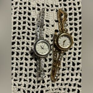 Elegant Golden Metal & Silver Metal Women's Watches with Crystal Accents
